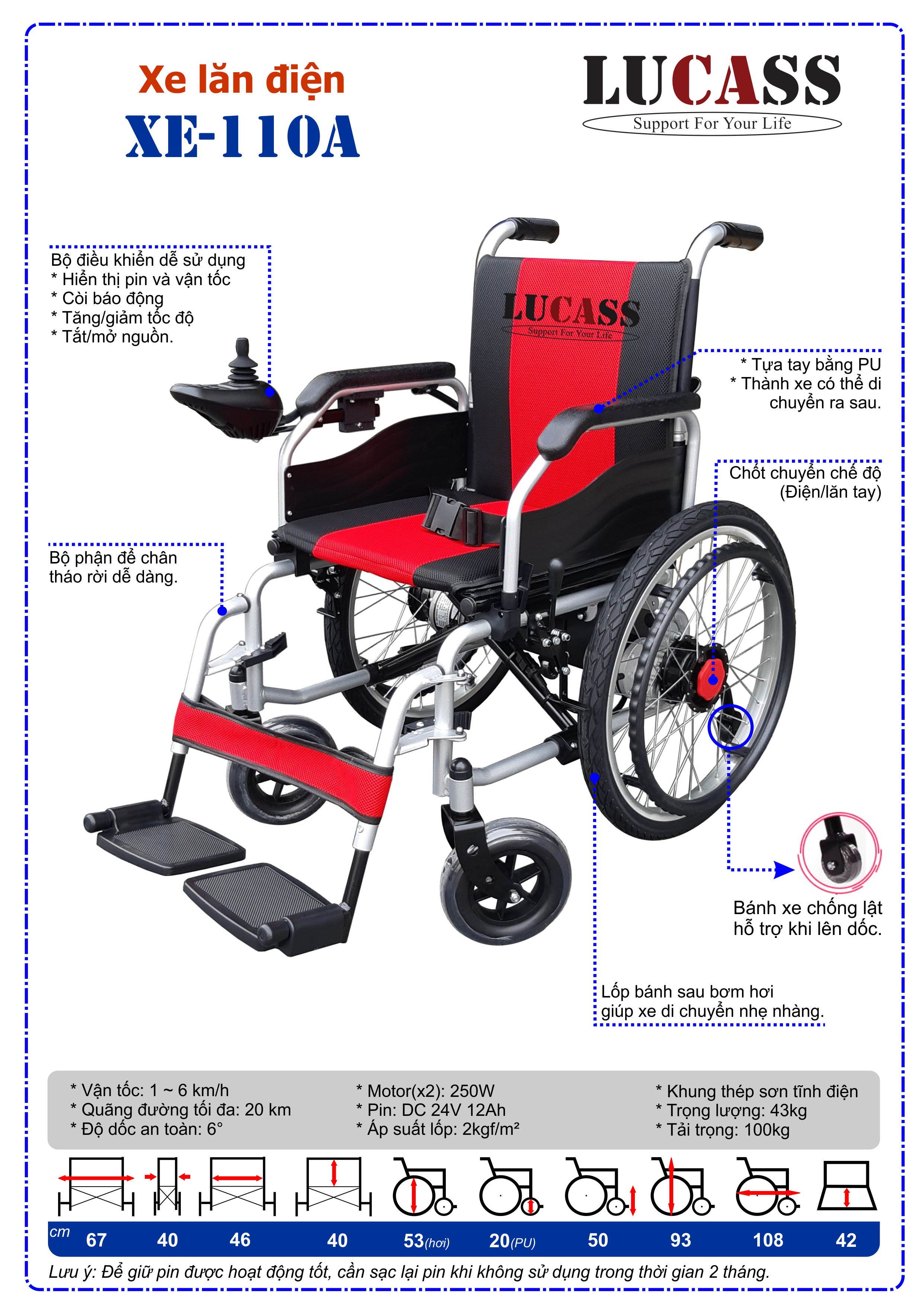 Xe lăn điện Lucass X-110A
