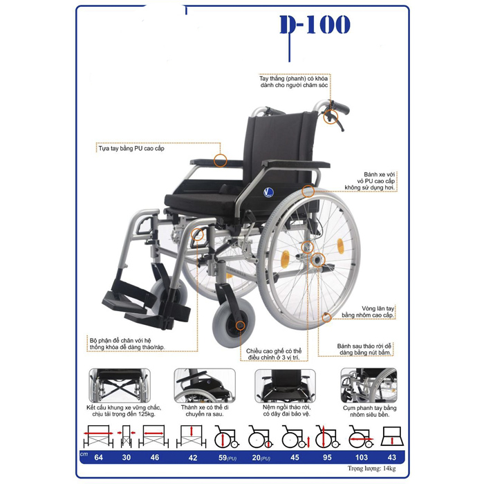 Xe lăn tay cao ấp Lucass XD-100
