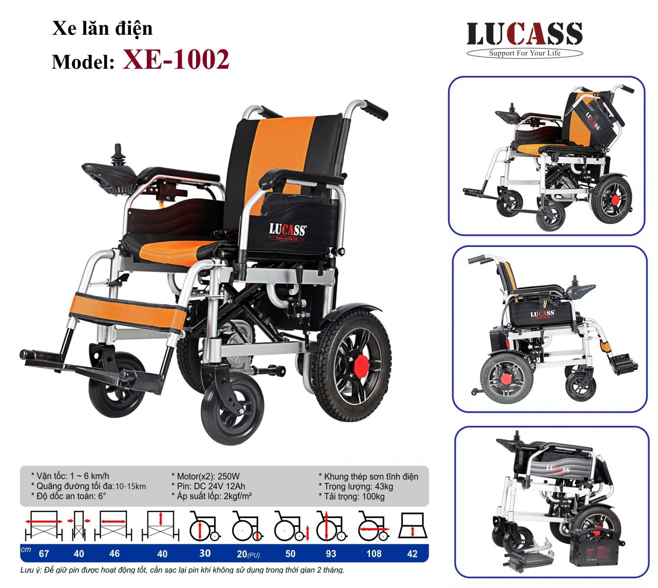 Xe Lăn Điện Lucass chính hãng XE-1002