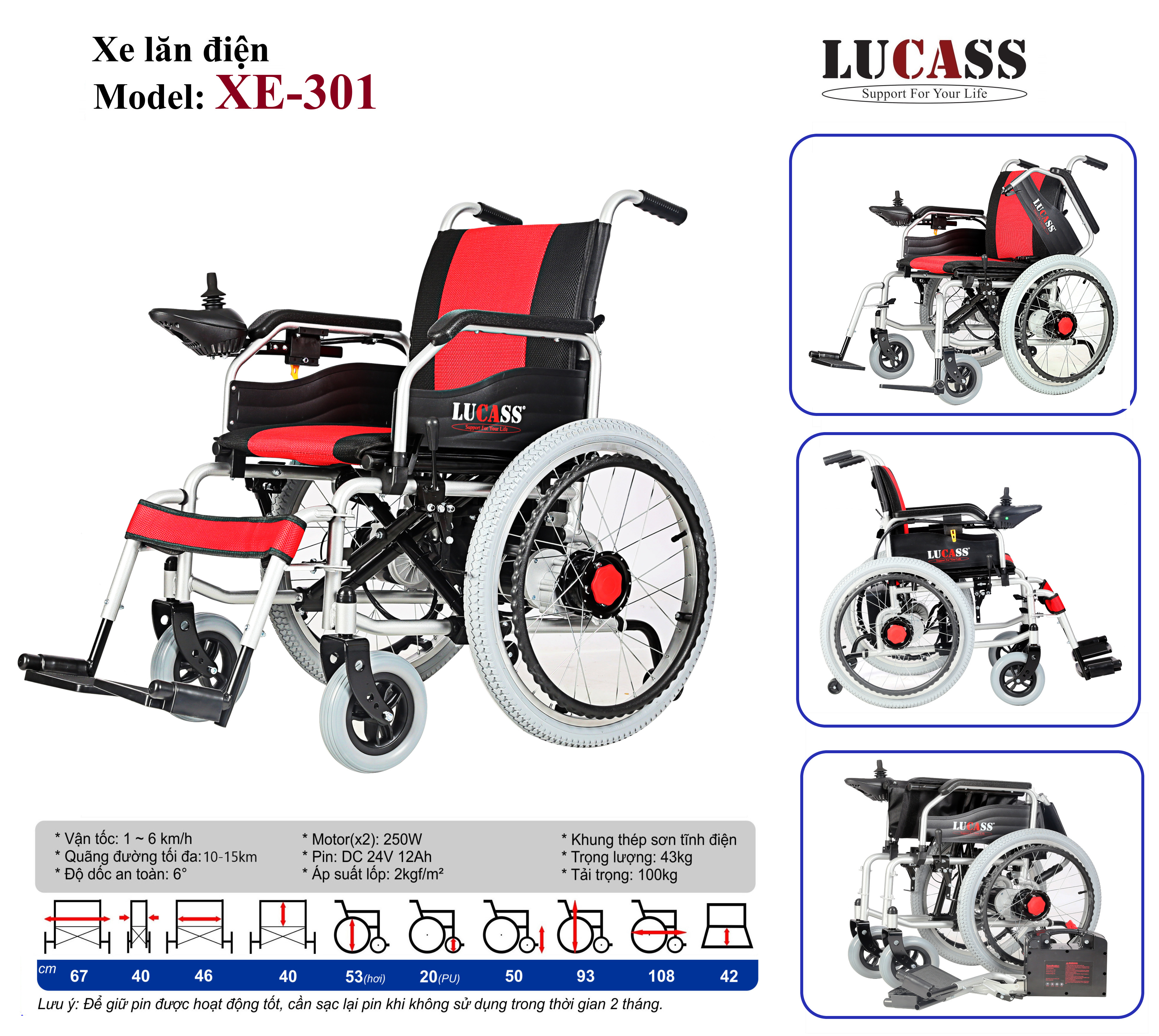Xe Lăn Điện Lucass chính hãng XE-301
