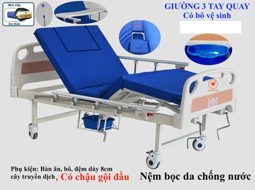 Giường y tế 3 tay quay có bô GBM-094